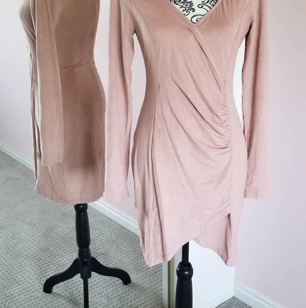 Faux Suede Mauve Bodycon Dress